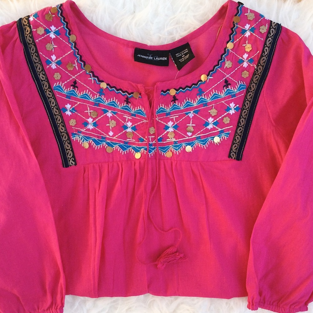 Pink peasant top